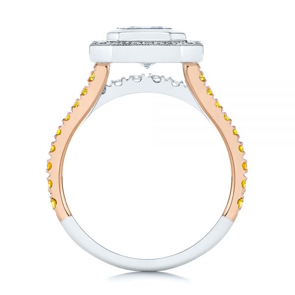  18K Gold And 18k Rose Gold 18K Gold And 18k Rose Gold Custom Yellow And White Diamond Two Tone Engagement Ring - Front View -  105743