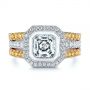  Platinum And 18k Rose Gold Platinum And 18k Rose Gold Custom Yellow And White Diamond Two Tone Engagement Ring - Top View -  105743 - Thumbnail