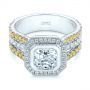  Platinum And 18k White Gold Platinum And 18k White Gold Custom Yellow And White Diamond Two Tone Engagement Ring - Flat View -  105743 - Thumbnail