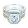  Platinum And 14k White Gold Platinum And 14k White Gold Custom Yellow And White Diamond Two Tone Engagement Ring - Flat View -  105743 - Thumbnail