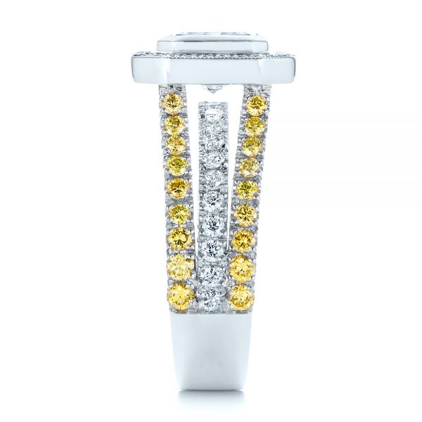 Platinum And 18k White Gold Platinum And 18k White Gold Custom Yellow And White Diamond Two Tone Engagement Ring - Side View - 105743