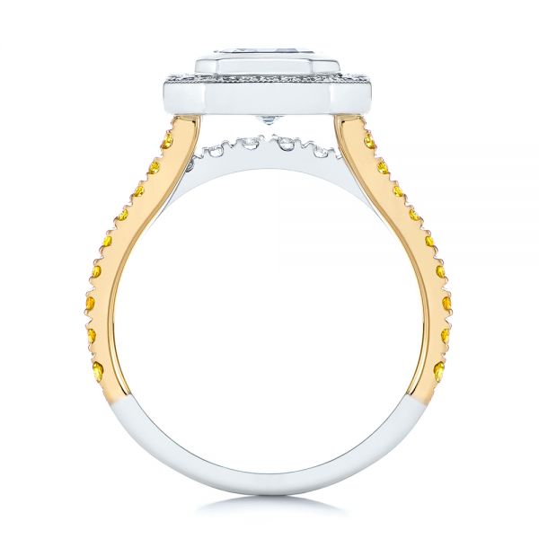  Platinum And 14k Yellow Gold Custom Yellow And White Diamond Two Tone Engagement Ring - Front View -  105743