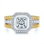  Platinum And 14k Yellow Gold Custom Yellow And White Diamond Two Tone Engagement Ring - Top View -  105743 - Thumbnail