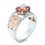 14k White Gold And 14K Gold Custom Zircon And Diamond Two-tone Wedding Ring - Three-Quarter View -  101746 - Thumbnail