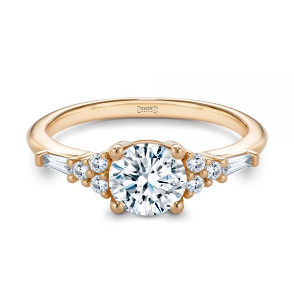 14k Rose Gold 14k Rose Gold Dainty Cluster Diamond Engagement Ring - Flat View - 107679
