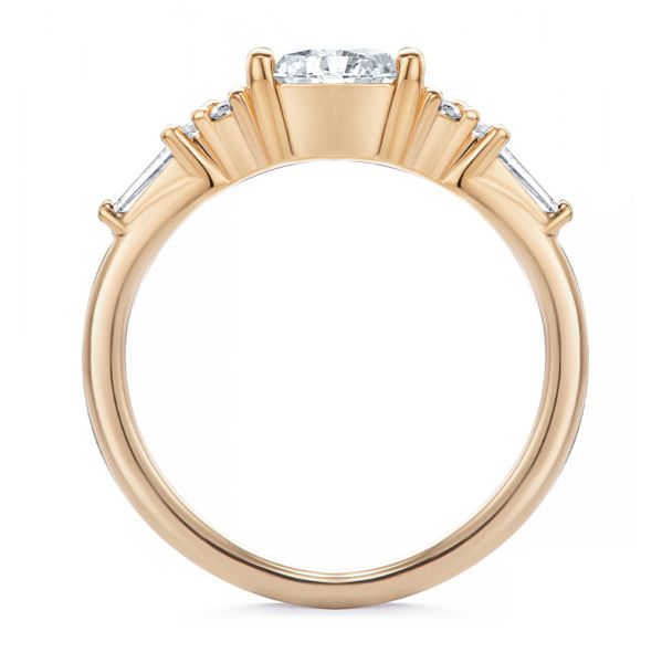 14k Rose Gold 14k Rose Gold Dainty Cluster Diamond Engagement Ring - Front View - 107679