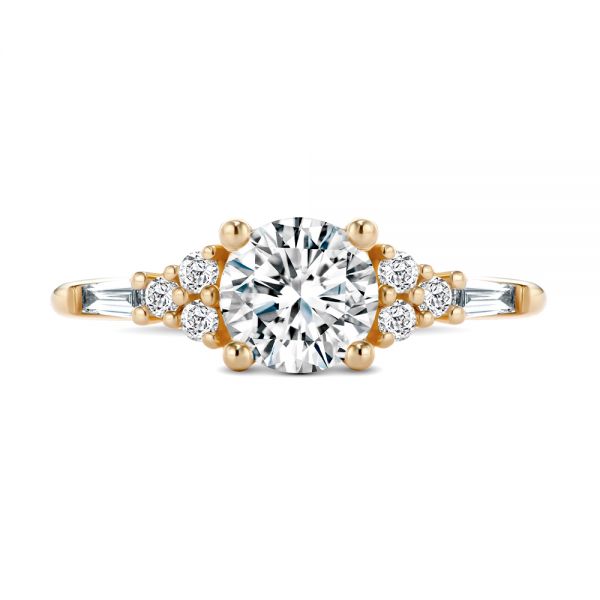 14k Rose Gold 14k Rose Gold Dainty Cluster Diamond Engagement Ring - Top View - 107679