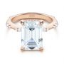 18k Rose Gold 18k Rose Gold Dainty Double Halo Engagement Ring - Flat View -  107305 - Thumbnail