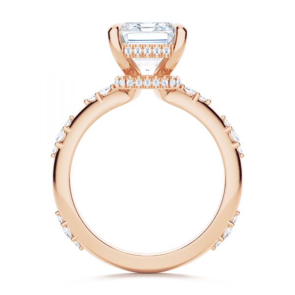 14k Rose Gold 14k Rose Gold Dainty Double Halo Engagement Ring - Front View -  107305