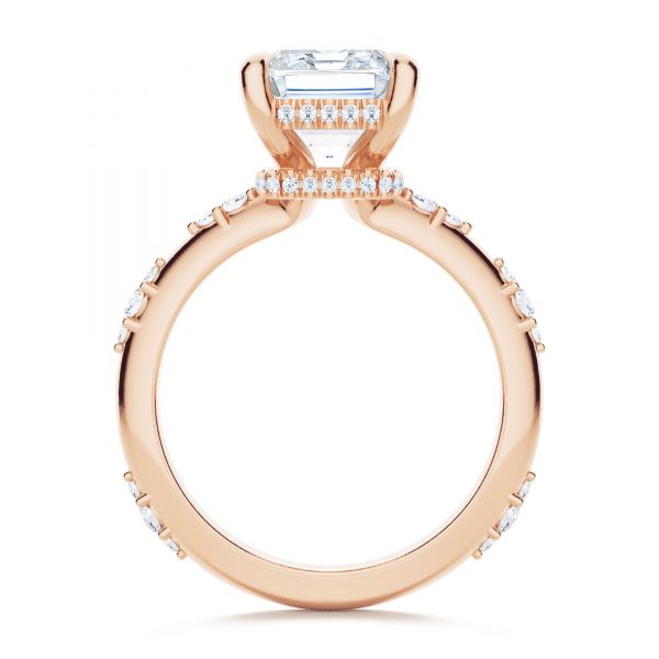 14k Rose Gold 14k Rose Gold Dainty Double Halo Engagement Ring - Front View - 107305