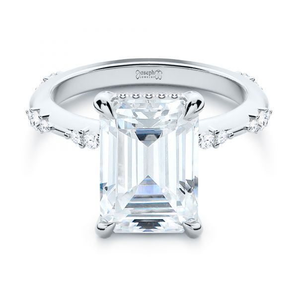  Platinum Platinum Dainty Double Halo Engagement Ring - Flat View -  107305