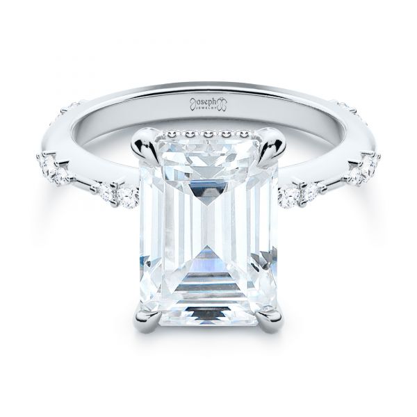 Platinum Platinum Dainty Double Halo Engagement Ring - Flat View - 107305