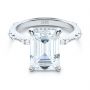 18k White Gold 18k White Gold Dainty Double Halo Engagement Ring - Flat View -  107305 - Thumbnail