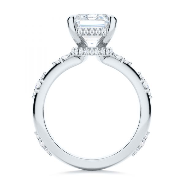 18k White Gold 18k White Gold Dainty Double Halo Engagement Ring - Front View -  107305