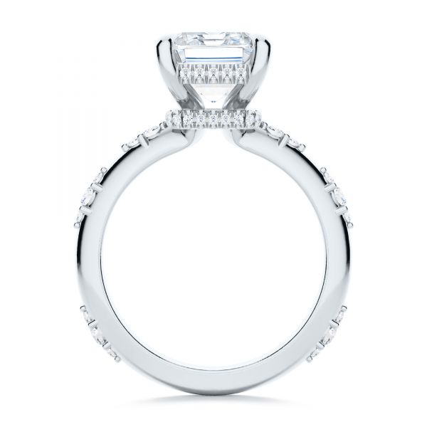 Platinum Platinum Dainty Double Halo Engagement Ring - Front View - 107305