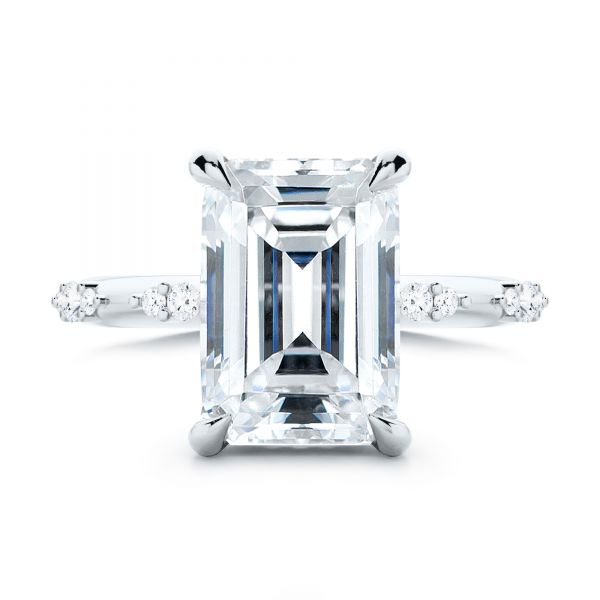 Platinum Platinum Dainty Double Halo Engagement Ring - Top View - 107305