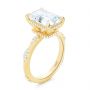 14k Yellow Gold Dainty Double Halo Engagement Ring - Three-Quarter View -  107305 - Thumbnail