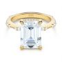 14k Yellow Gold Dainty Double Halo Engagement Ring - Flat View -  107305 - Thumbnail