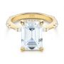 14k Yellow Gold Dainty Double Halo Engagement Ring - Flat View -  107305 - Thumbnail