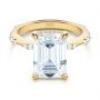 18k Yellow Gold 18k Yellow Gold Dainty Double Halo Engagement Ring - Flat View -  107305 - Thumbnail