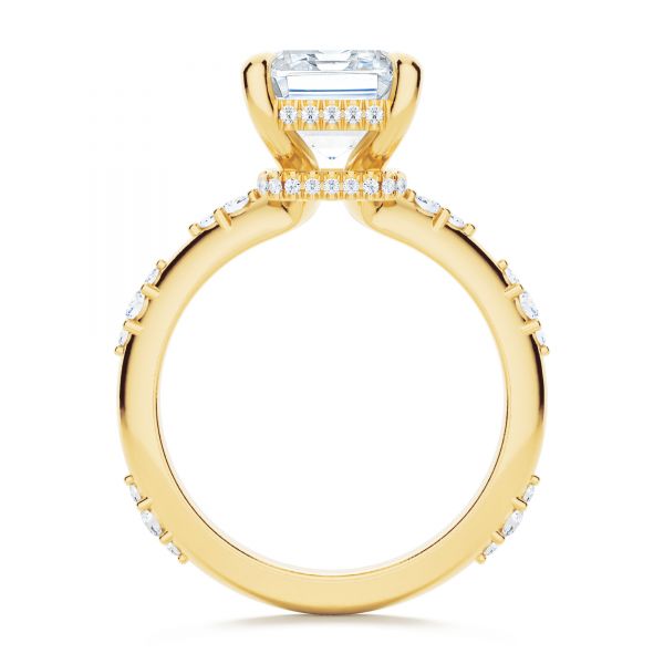 18k Yellow Gold 18k Yellow Gold Dainty Double Halo Engagement Ring - Front View -  107305