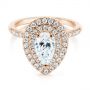 18k Rose Gold 18k Rose Gold Dainty Double Halo Pear Diamond Engagement Ring - Flat View -  105121 - Thumbnail