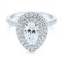 14k White Gold Dainty Double Halo Pear Diamond Engagement Ring - Flat View -  105121 - Thumbnail