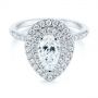 14k White Gold Dainty Double Halo Pear Diamond Engagement Ring - Flat View -  105121 - Thumbnail