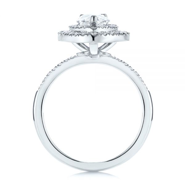  Platinum Platinum Dainty Double Halo Pear Diamond Engagement Ring - Front View -  105121