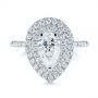 14k White Gold Dainty Double Halo Pear Diamond Engagement Ring - Top View -  105121 - Thumbnail