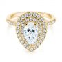 14k Yellow Gold 14k Yellow Gold Dainty Double Halo Pear Diamond Engagement Ring - Flat View -  105121 - Thumbnail