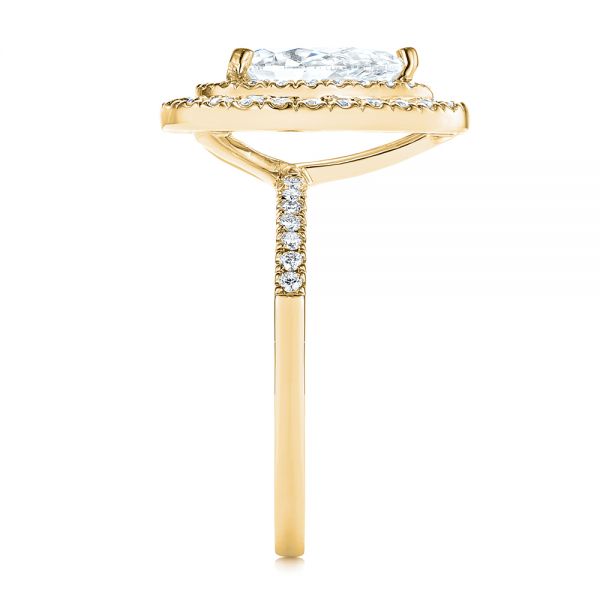 14k Yellow Gold 14k Yellow Gold Dainty Double Halo Pear Diamond Engagement Ring - Side View - 105121