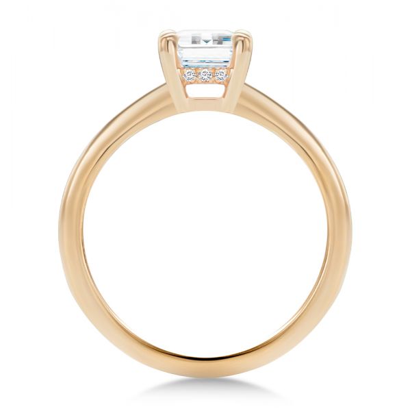 14k Rose Gold 14k Rose Gold Dainty Emerald Cut Diamond Engagement Ring - Front View -  107637