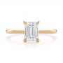 14k Rose Gold 14k Rose Gold Dainty Emerald Cut Diamond Engagement Ring - Top View -  107637 - Thumbnail