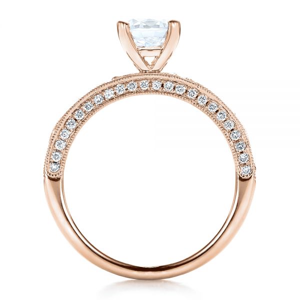 14k Rose Gold 14k Rose Gold Diamond Channel Set Engagement Ring With Matching Wedding Band - Kirk Kara - Front View -  100119