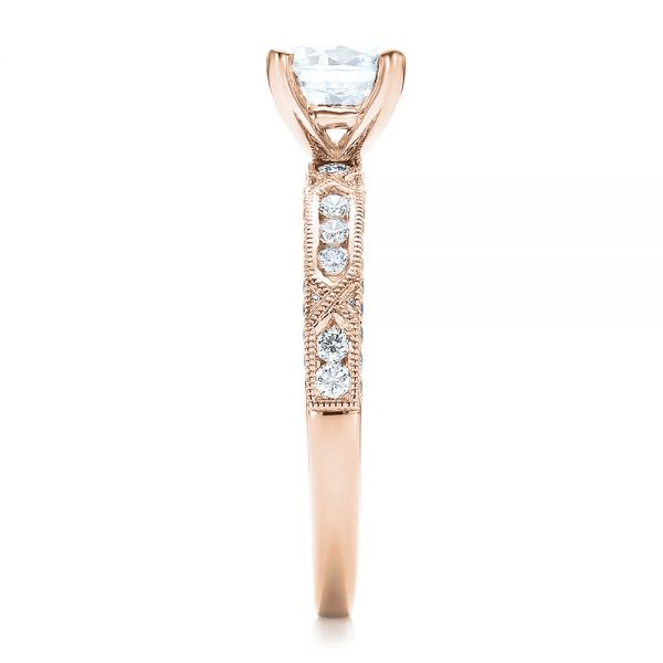 14k Rose Gold 14k Rose Gold Diamond Channel Set Engagement Ring With Matching Wedding Band - Kirk Kara - Side View -  100119