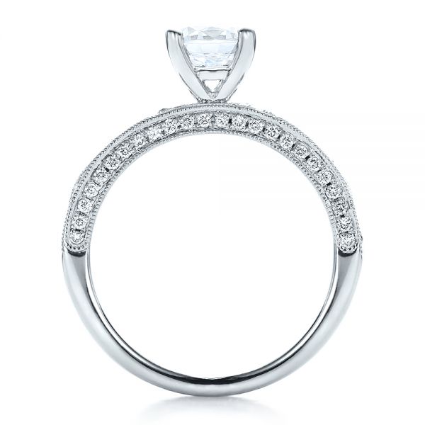 18k White Gold Diamond Channel Set Engagement Ring With Matching Wedding Band - Kirk Kara - Front View -  100119