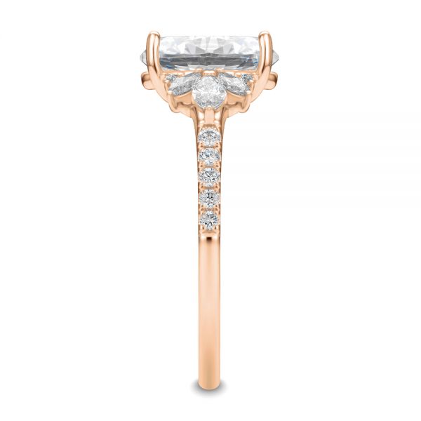 14k Rose Gold 14k Rose Gold Diamond Cluster Engagement Ring - Side View -  107719