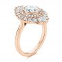 14k Rose Gold 14k Rose Gold Diamond Double Halo Engagement Ring - Three-Quarter View -  106489 - Thumbnail