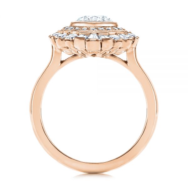 18k Rose Gold 18k Rose Gold Diamond Double Halo Engagement Ring - Front View - 106489