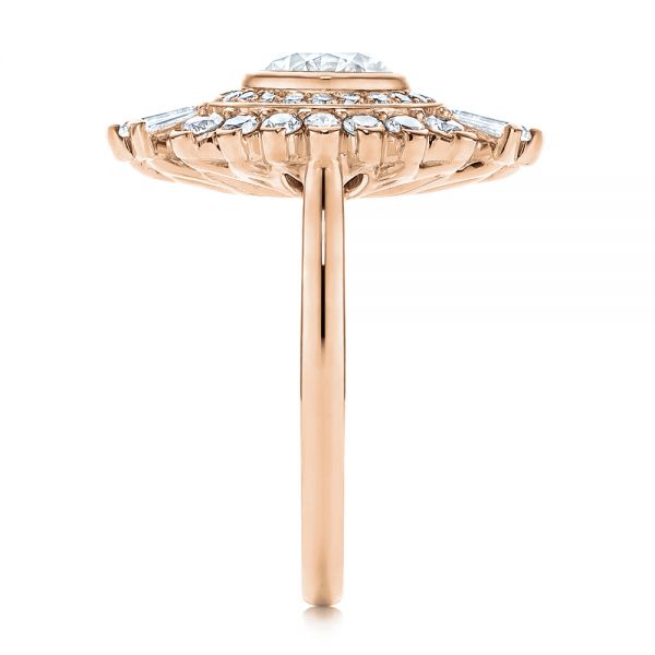 18k Rose Gold 18k Rose Gold Diamond Double Halo Engagement Ring - Side View -  106489