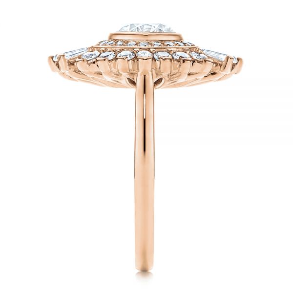 18k Rose Gold 18k Rose Gold Diamond Double Halo Engagement Ring - Side View - 106489