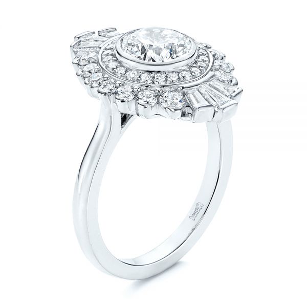  Platinum Diamond Double Halo Engagement Ring - Three-Quarter View -  106489
