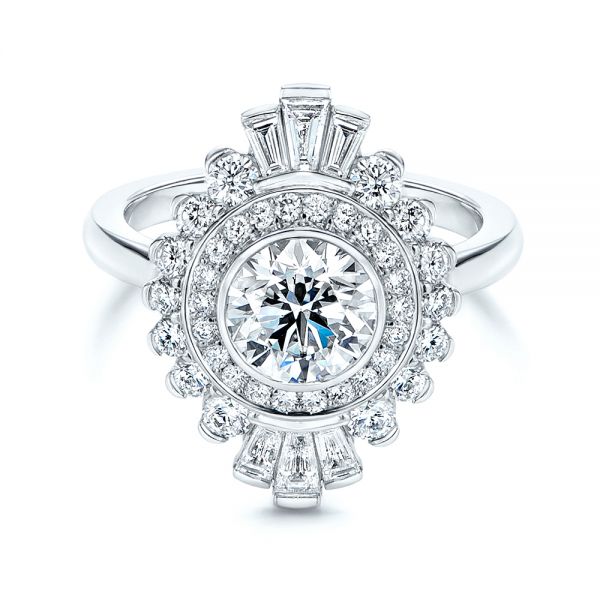  Platinum Diamond Double Halo Engagement Ring - Flat View -  106489