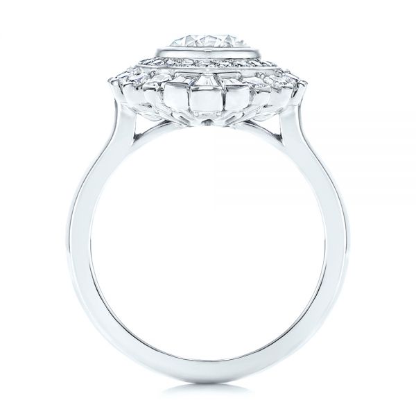  Platinum Diamond Double Halo Engagement Ring - Front View -  106489