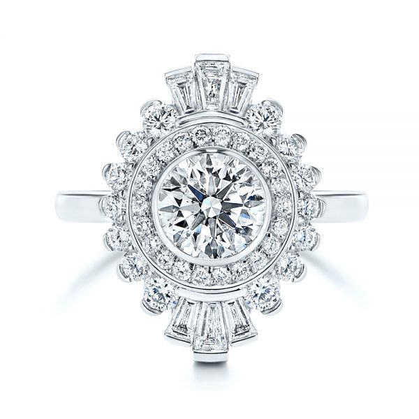  Platinum Diamond Double Halo Engagement Ring - Top View -  106489