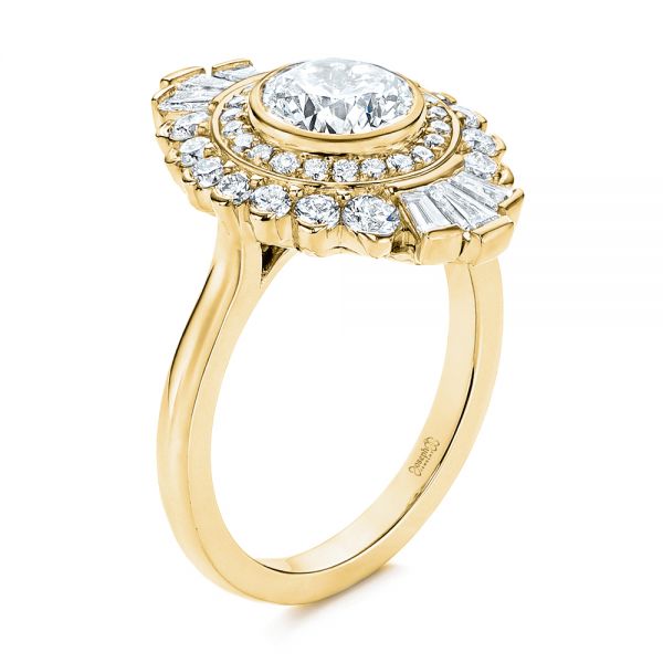 14k Yellow Gold 14k Yellow Gold Diamond Double Halo Engagement Ring - Three-Quarter View -  106489