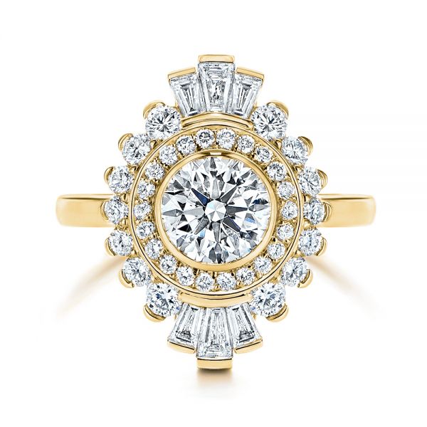 18k Yellow Gold 18k Yellow Gold Diamond Double Halo Engagement Ring - Top View -  106489