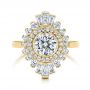 18k Yellow Gold 18k Yellow Gold Diamond Double Halo Engagement Ring - Top View -  106489 - Thumbnail