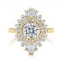 18k Yellow Gold 18k Yellow Gold Diamond Double Halo Engagement Ring - Top View -  106489 - Thumbnail